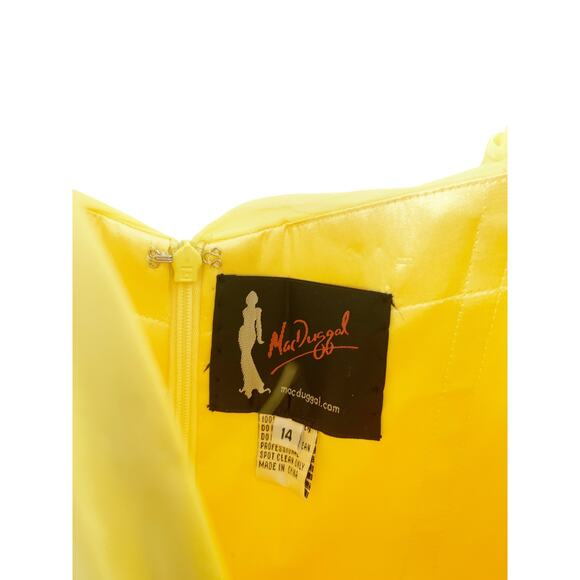MAC DUGGAL Dress Size 14 / 14W Evening Gown Yellow NEW V Neck Slit - Picture 3 of 9